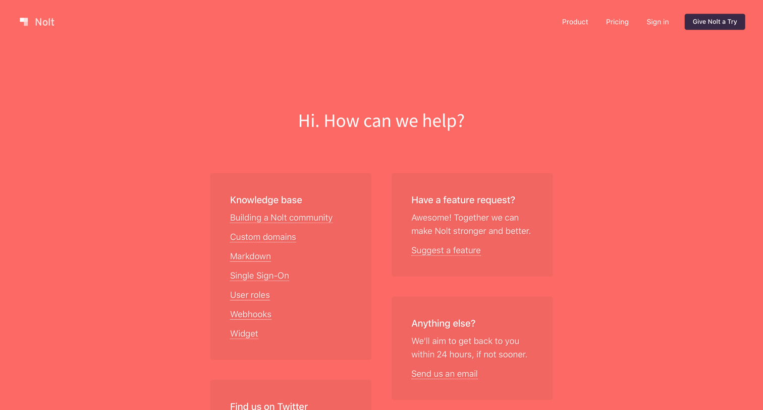 Nolt - Support screen