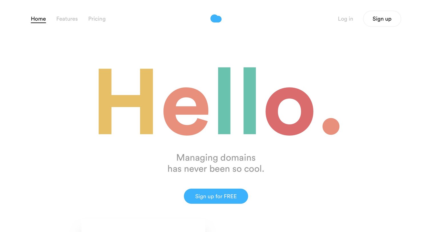 Nuage - Landing page screen