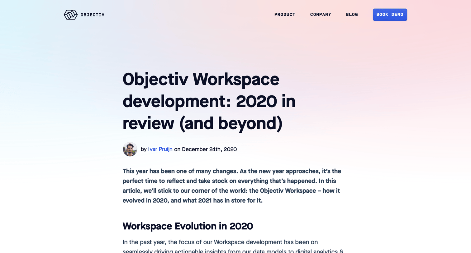Objectiv Workspace development. 2020 in review (and beyond) – Objectiv from Objectiv