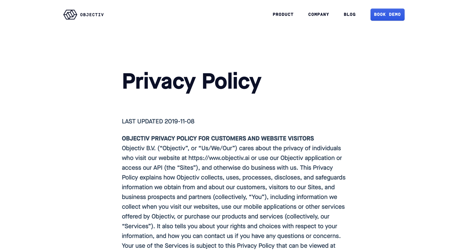 Privacy Policy – Objectiv from Objectiv