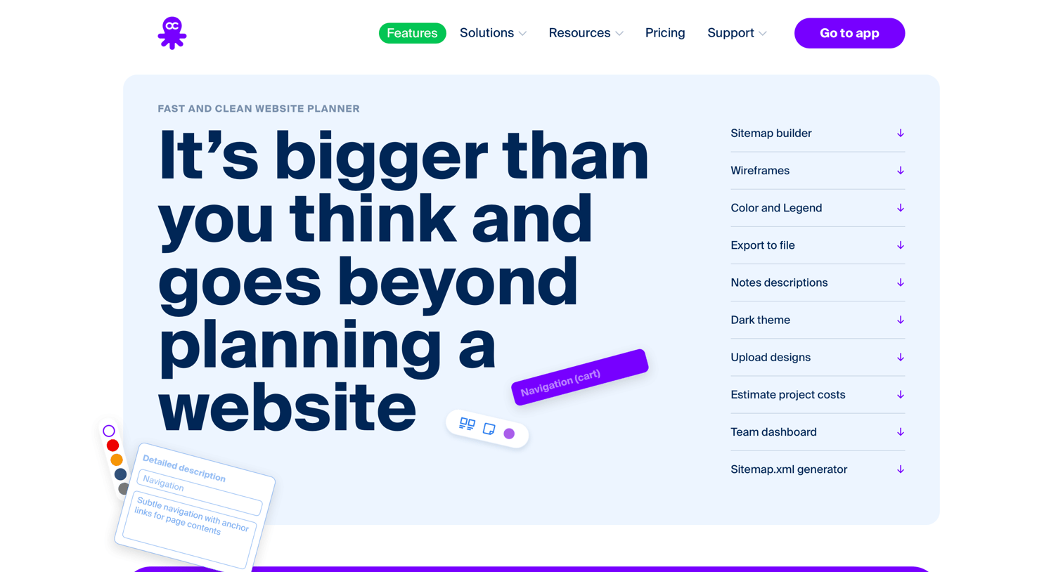 Octopus - Features. Website Mapping Tool | Octopus.do screen