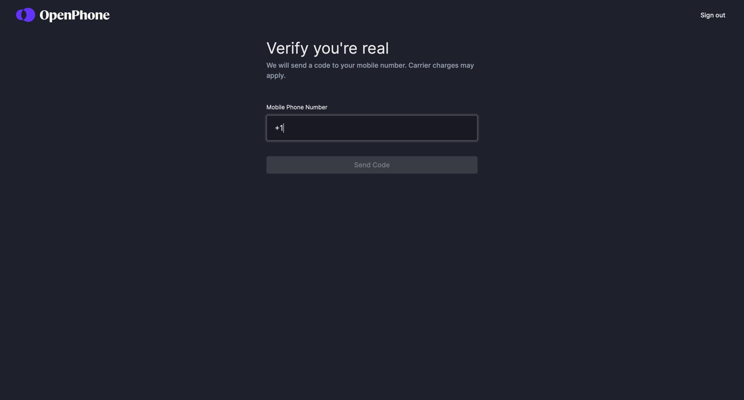 OpenPhone - Onboarding screen