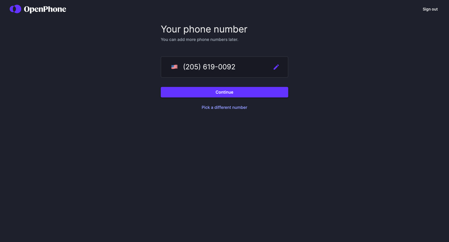 OpenPhone - Onboarding screen