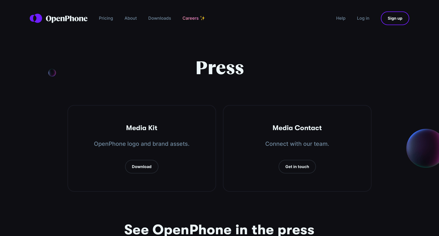 OpenPhone - Press screen
