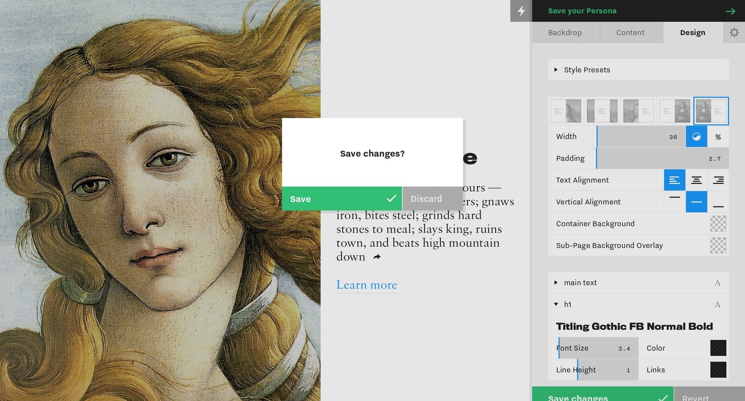 Persona - Popover screen