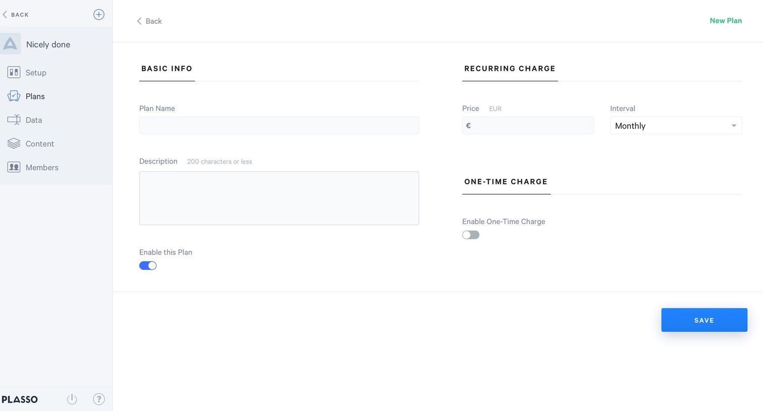 Plasso - Create screen