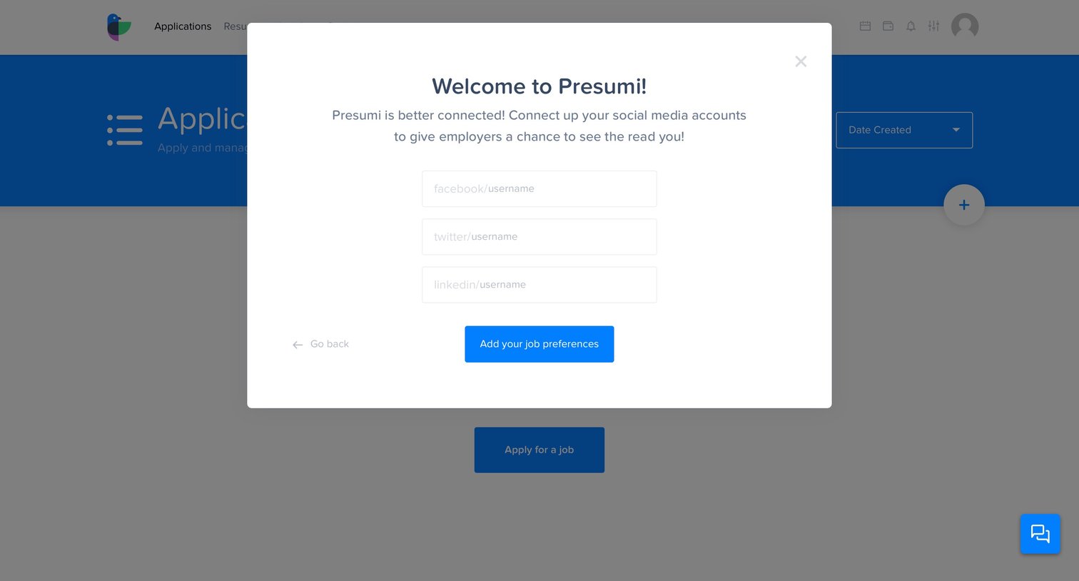 Presumi - Onboarding screen