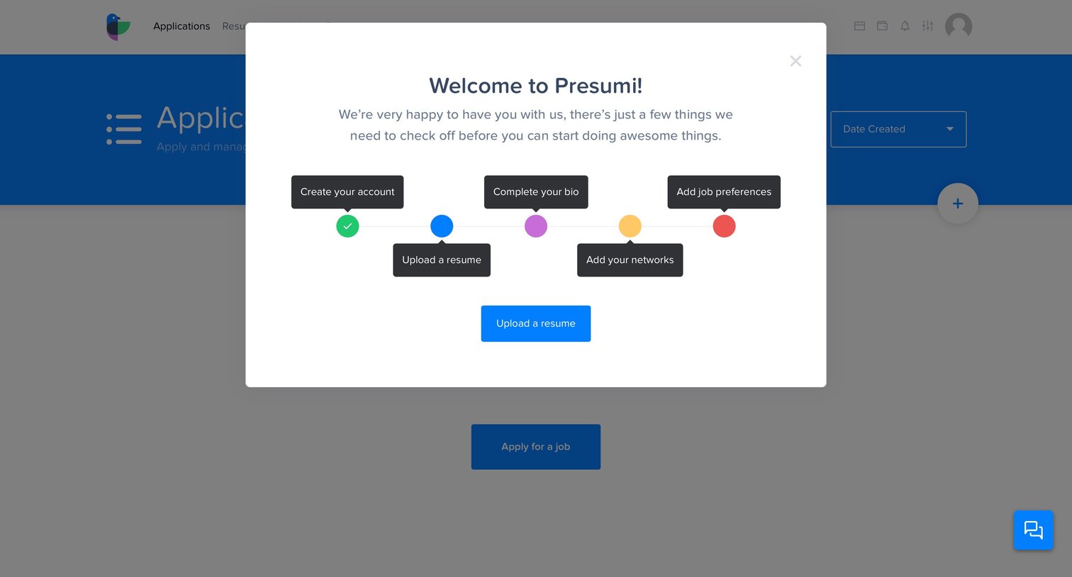 Presumi - Onboarding screen