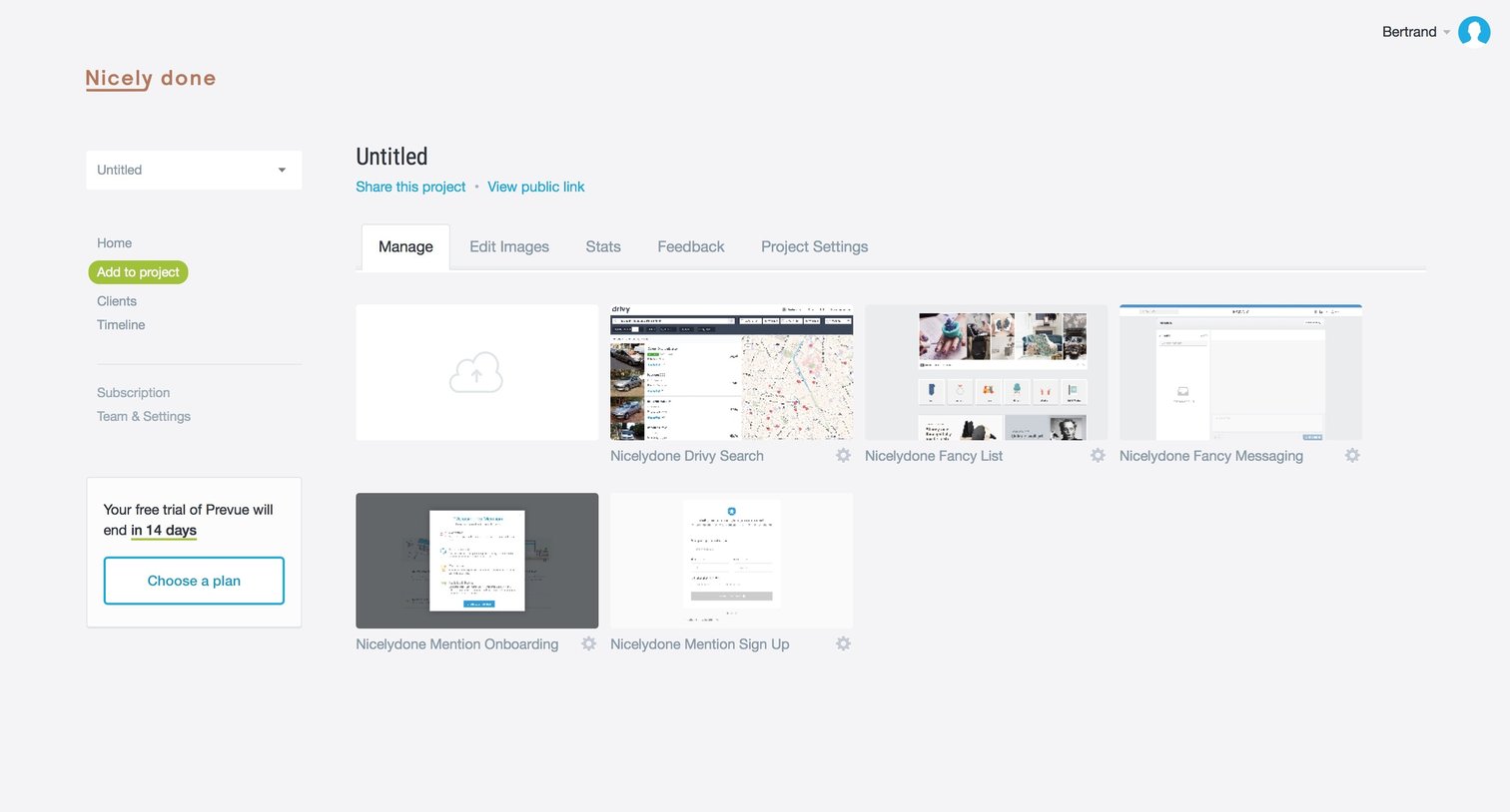 Prevue - Collection screen