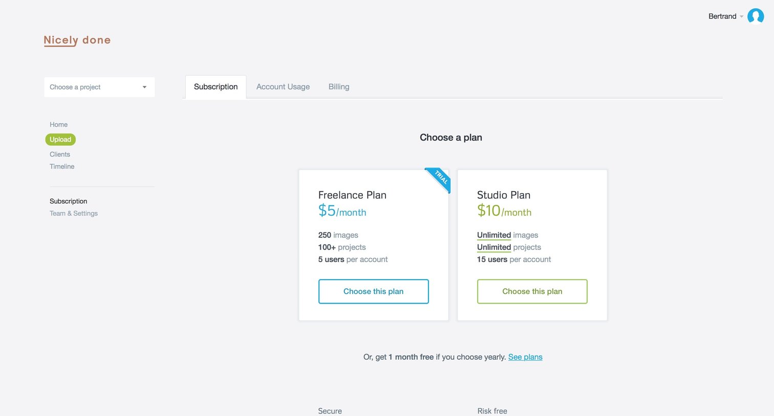 Prevue - Plans screen