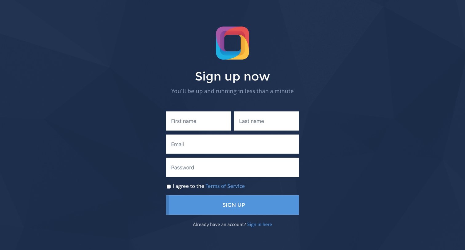 Prismic - Sign up screen