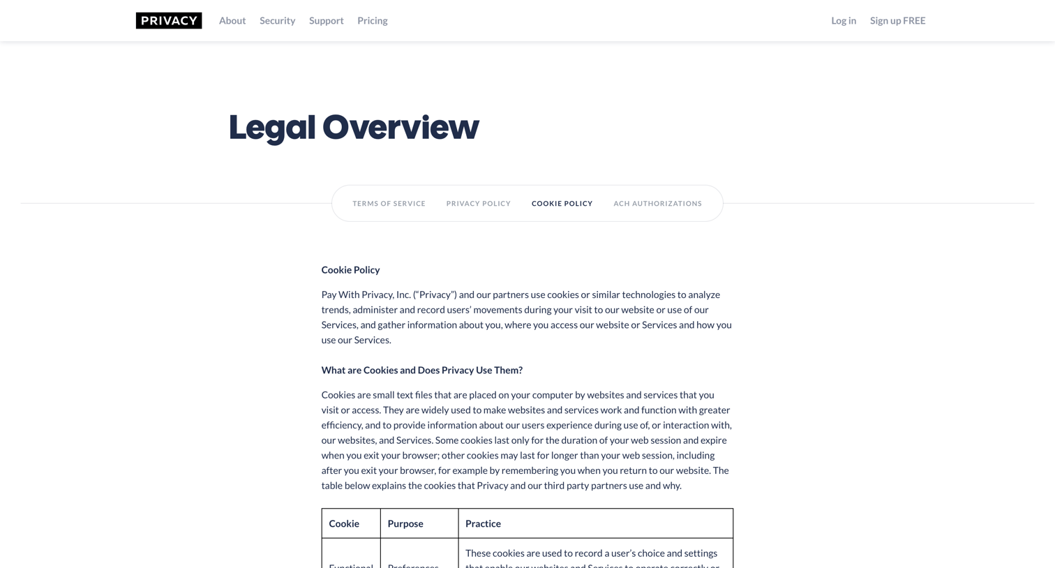 Legals from Privacy