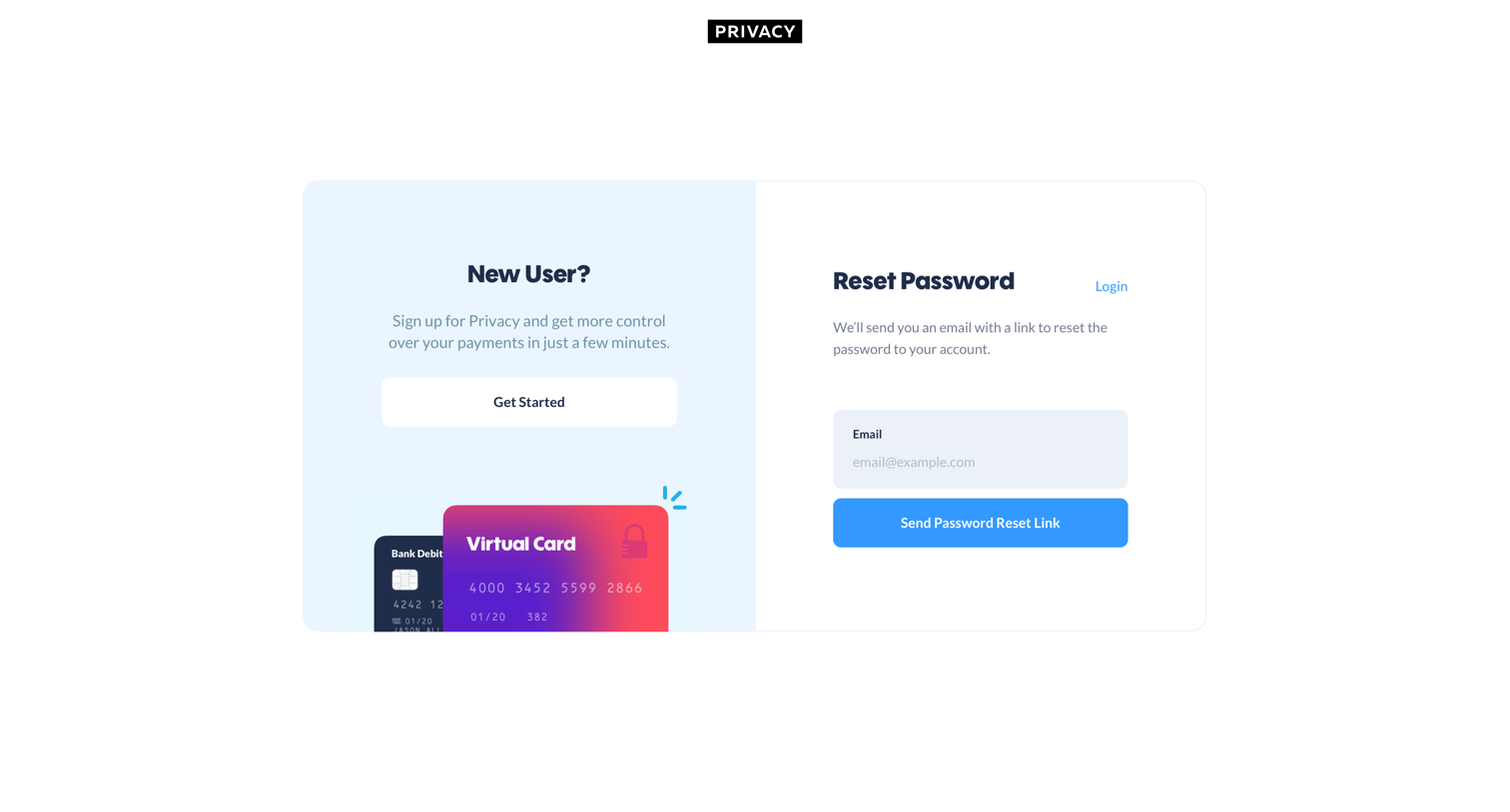 Password reset from Privacy