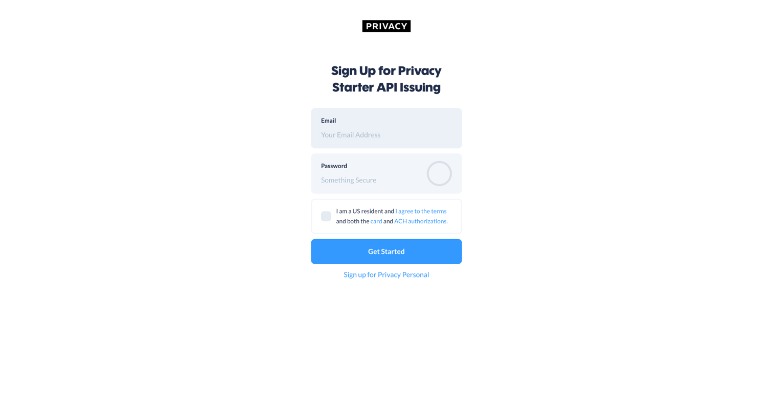 Sign up from Privacy