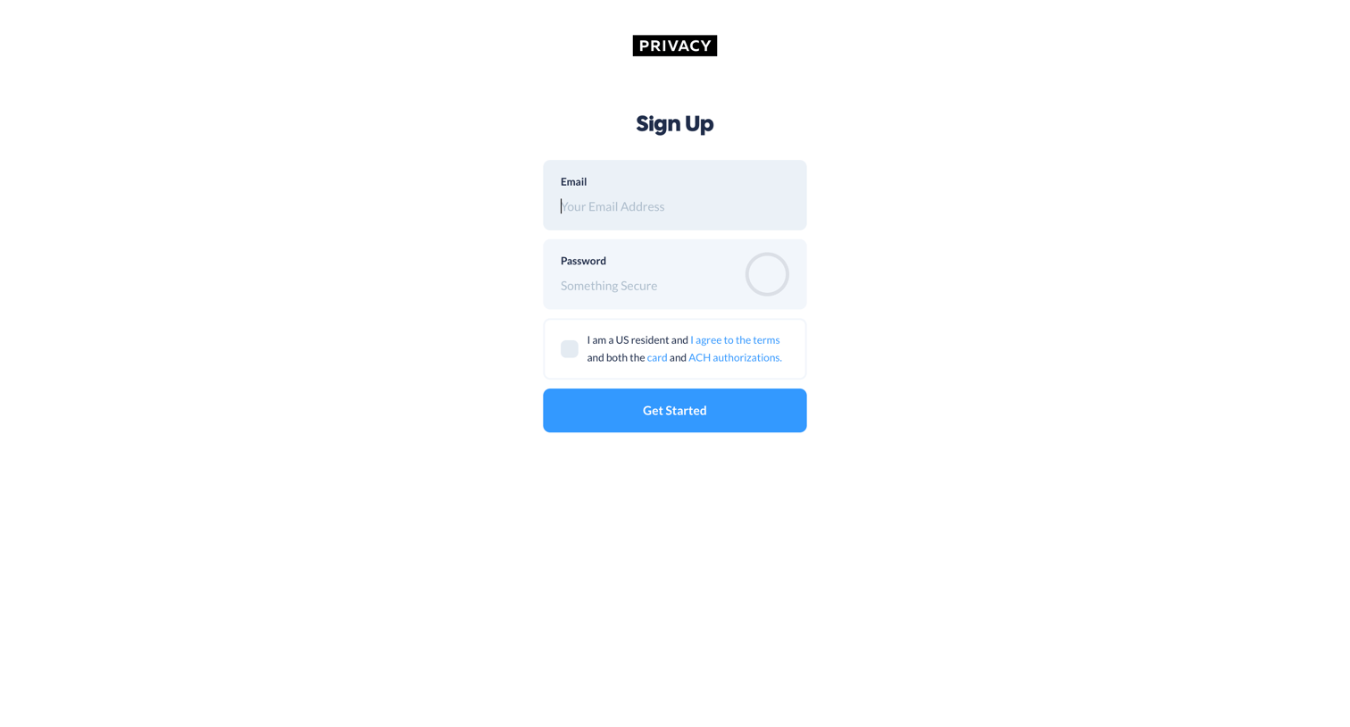 Sign up from Privacy