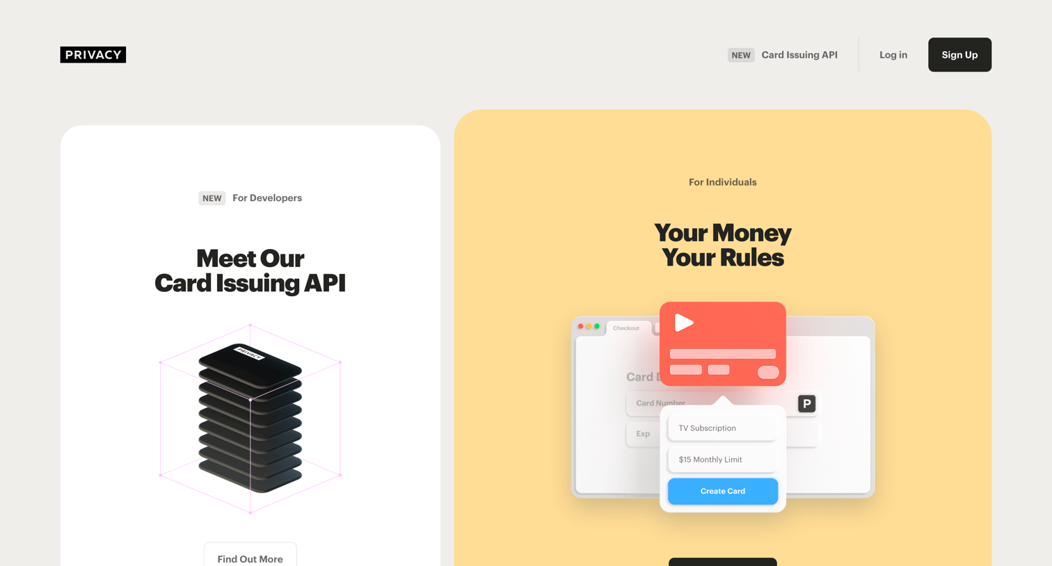 Landing page from Privacy