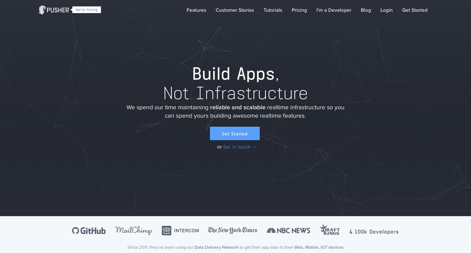 Landing page from Pusher