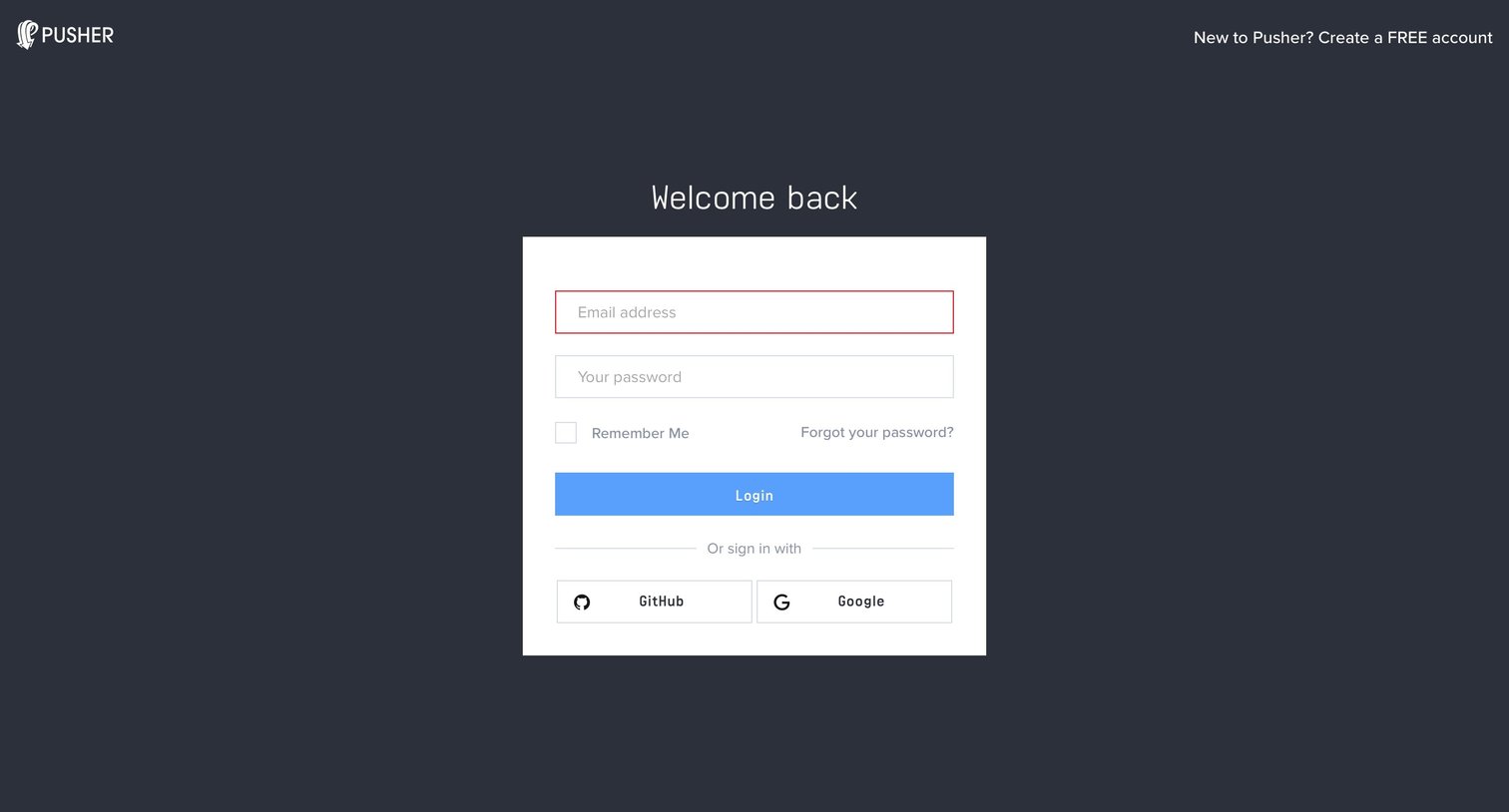 Sign in from Pusher