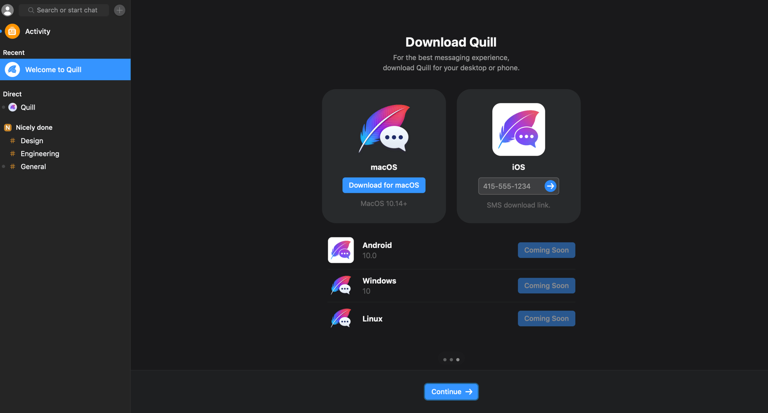 Quill - Download app screen