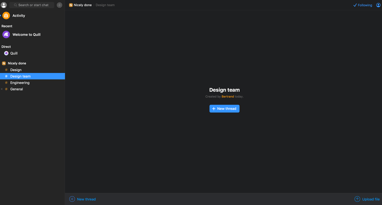 Quill - Empty channel screen