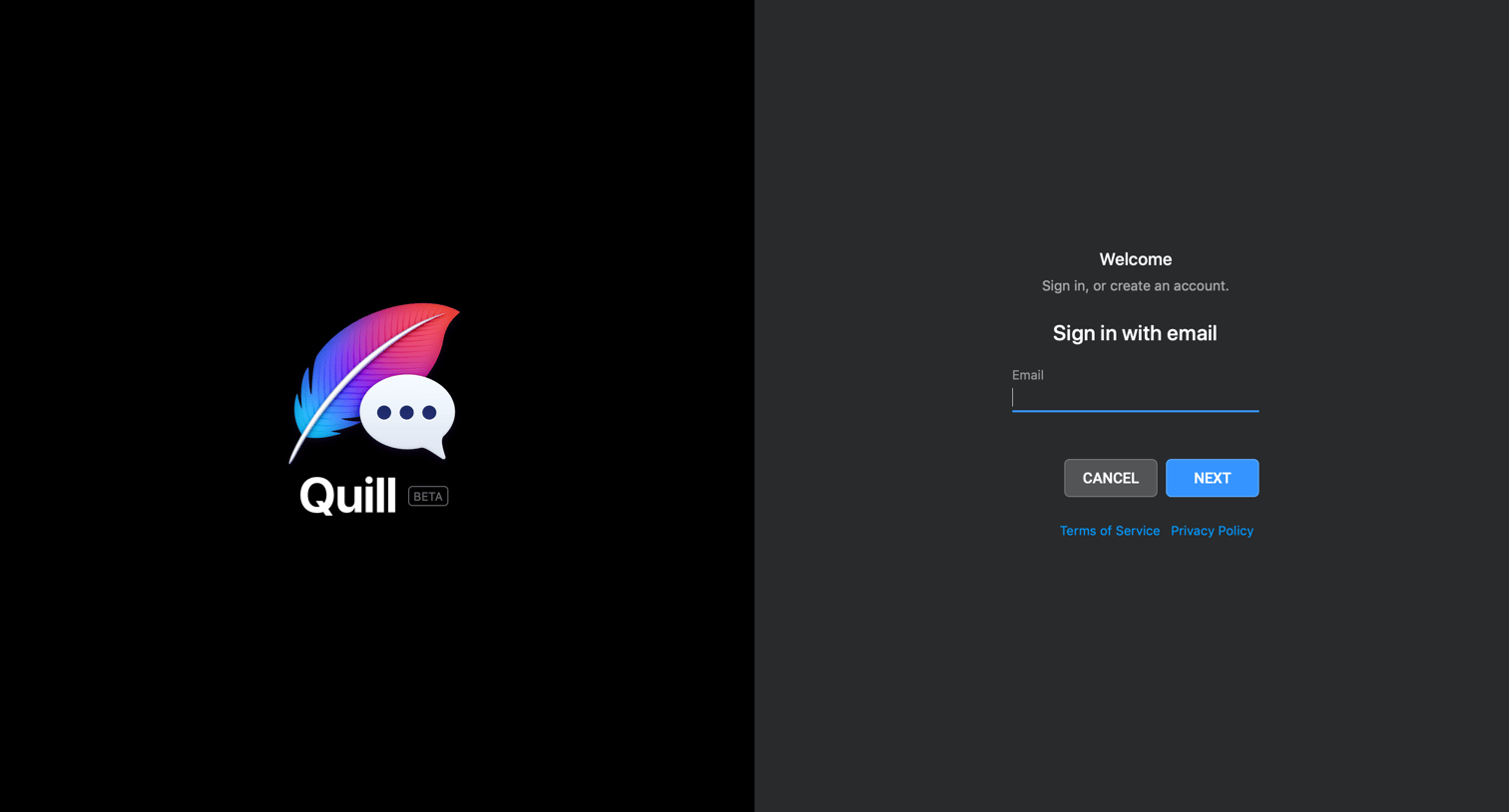 Quill - Sign in screen