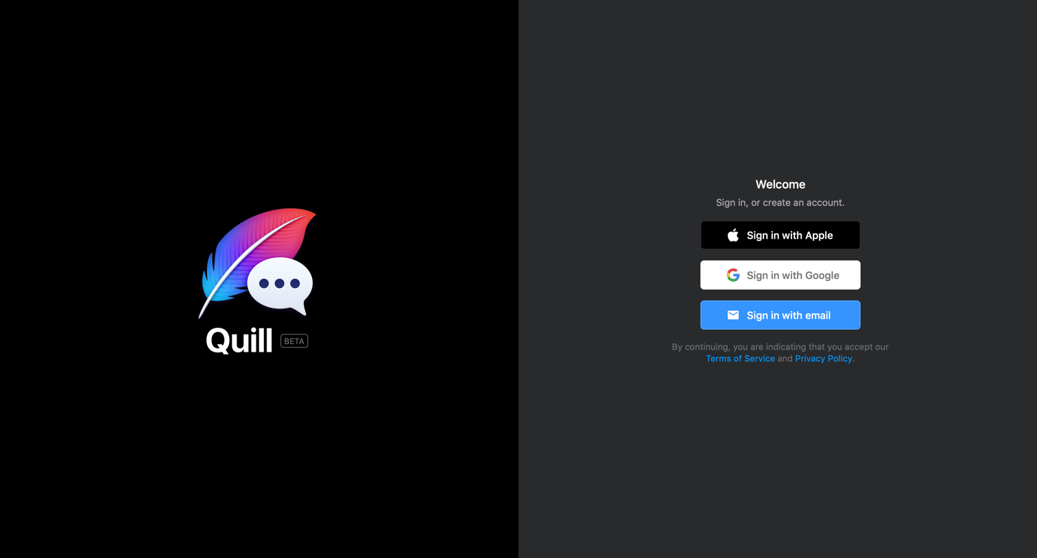 Quill - Sign up screen