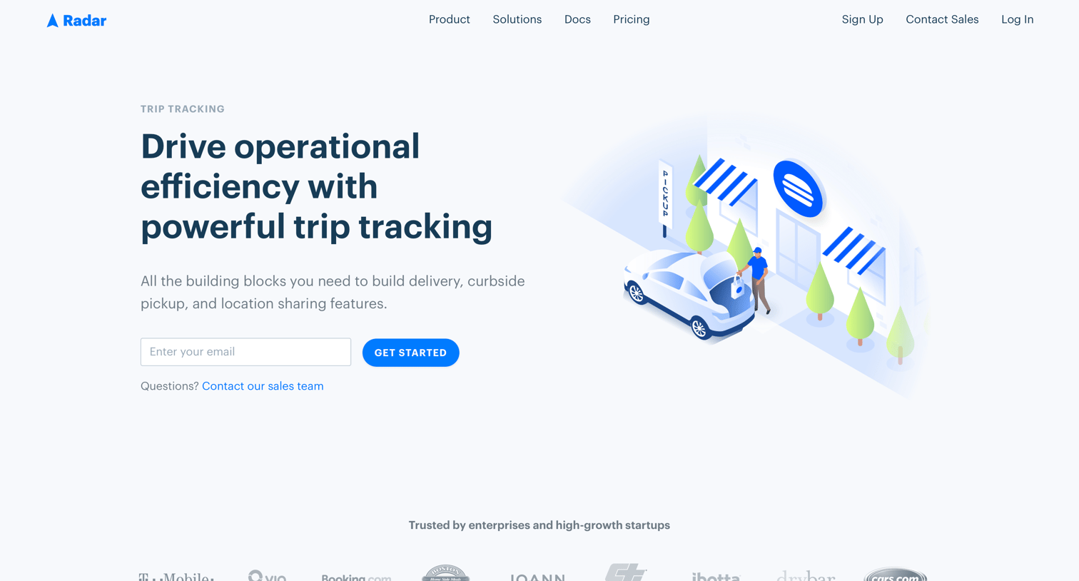 Radar - Trip Tracking - Arrival tracking for curbside and in-store pickup | Radar screen