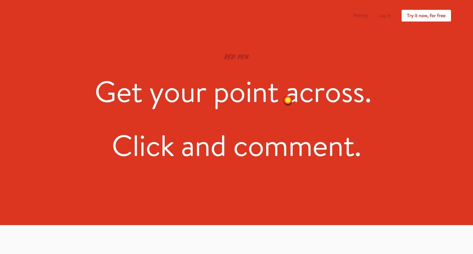 Redpen - Landing page screen