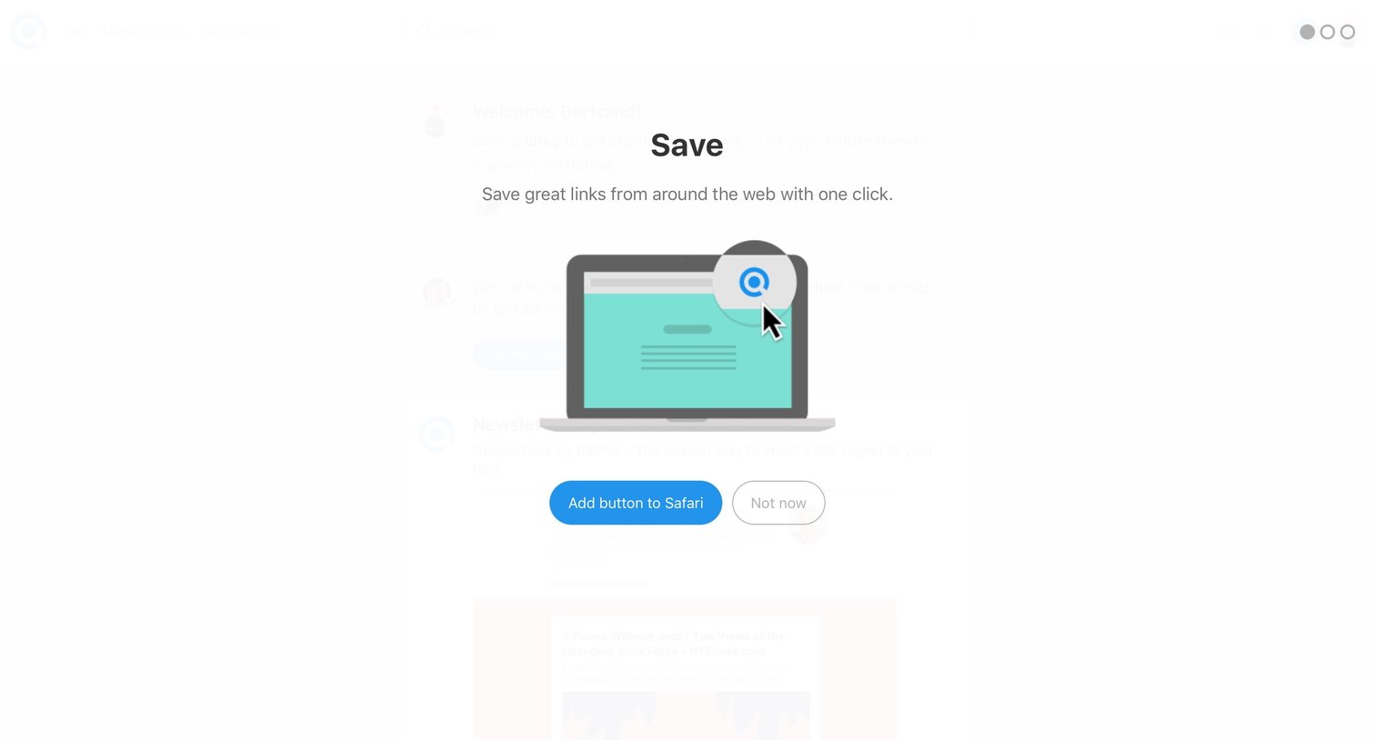 Refind - Onboarding screen