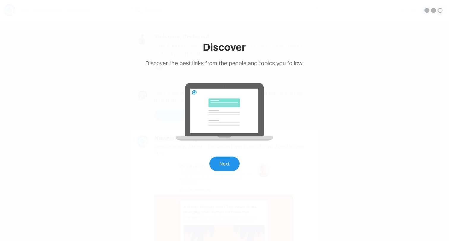 Refind - Onboarding screen