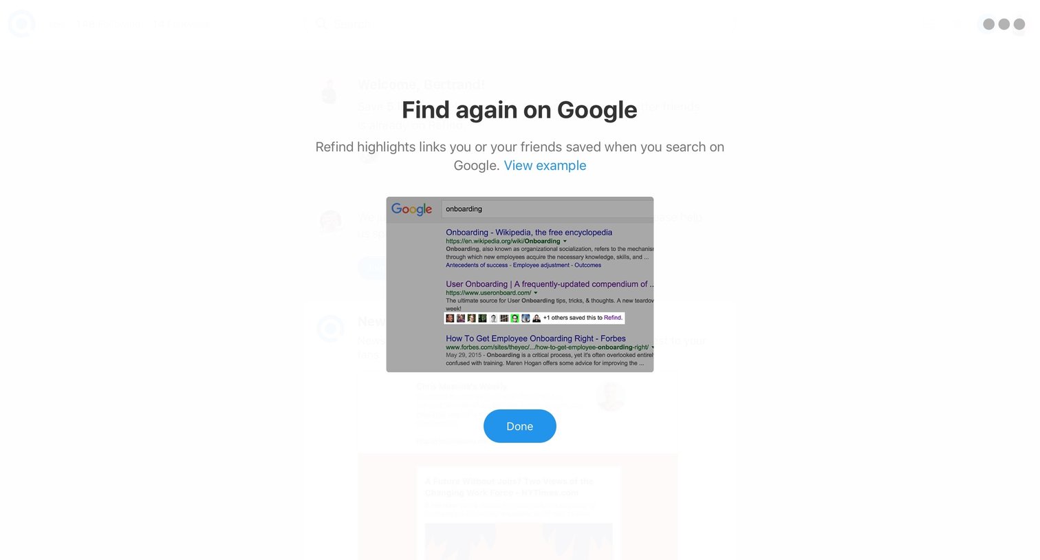 Refind - Onboarding screen