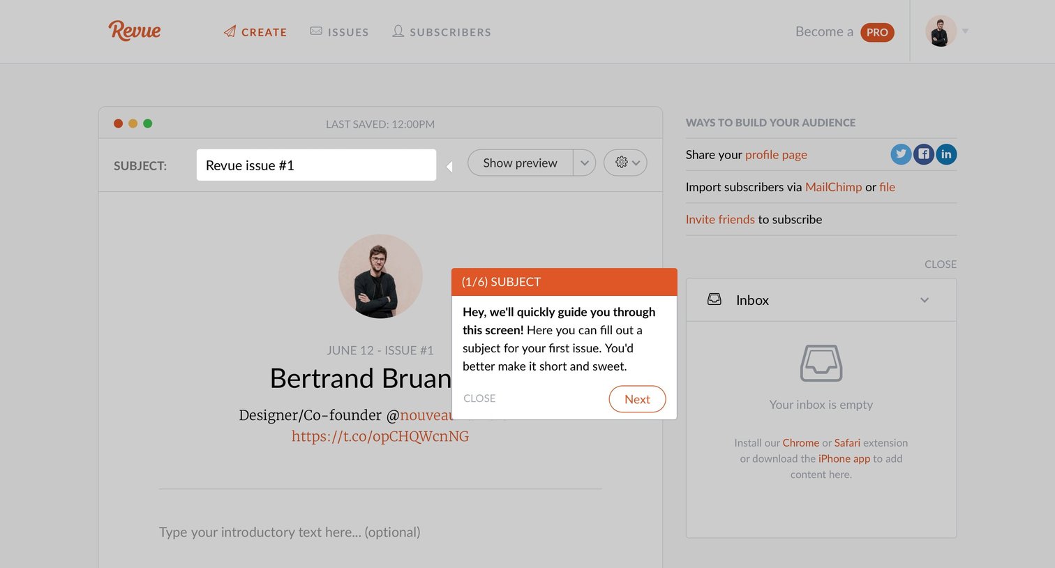 Revue - Onboarding screen