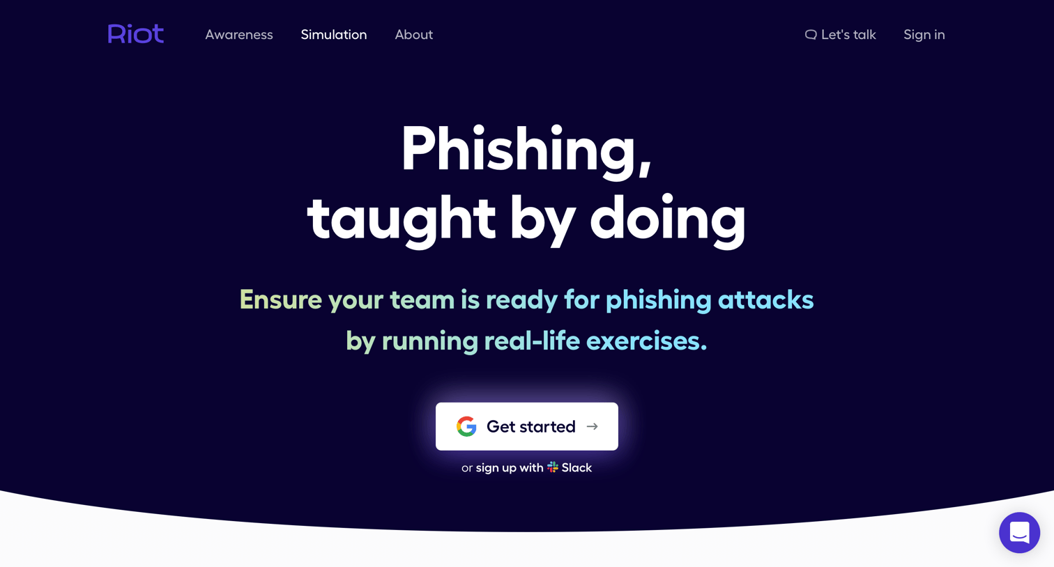 Riot - Get your team ready for phishing attacks by running phishing drills · Riot screen