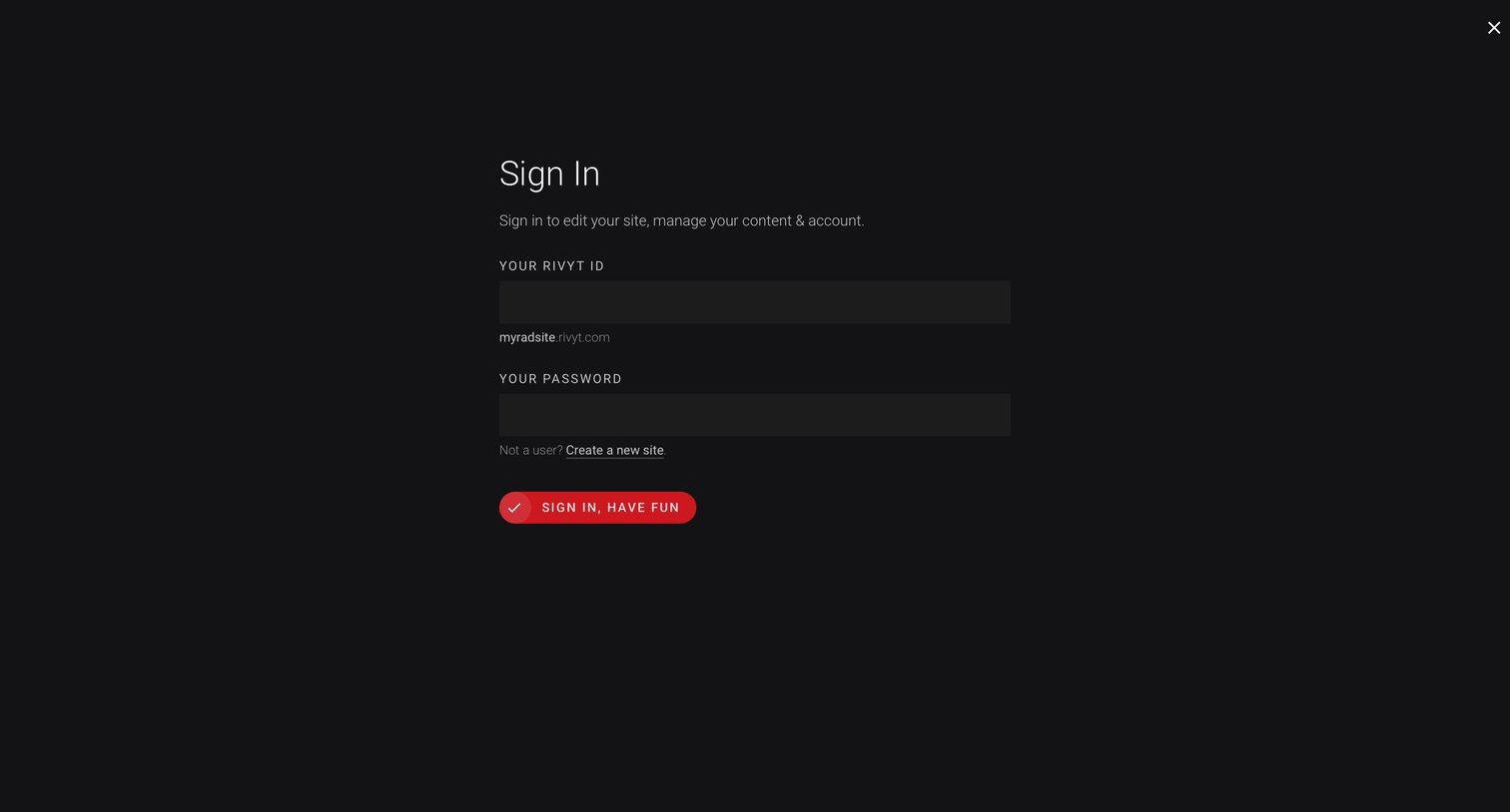 Rivyt - Sign in screen