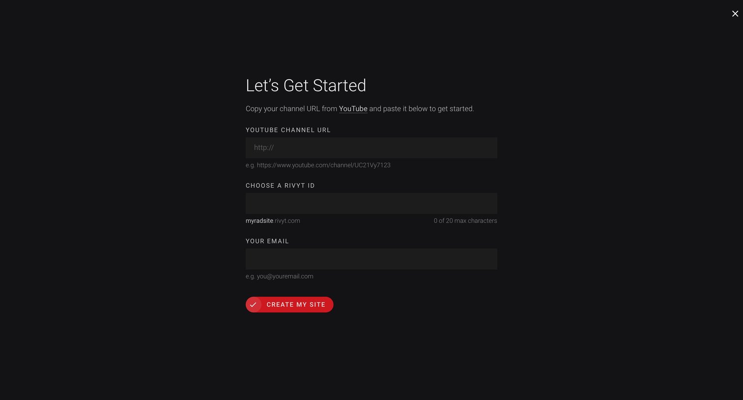 Rivyt - Sign up screen