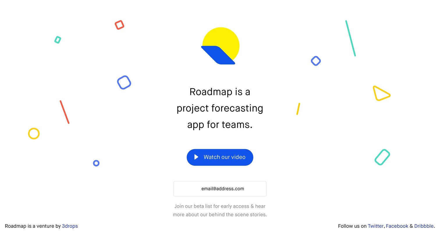 Roadmap - Landing page screen