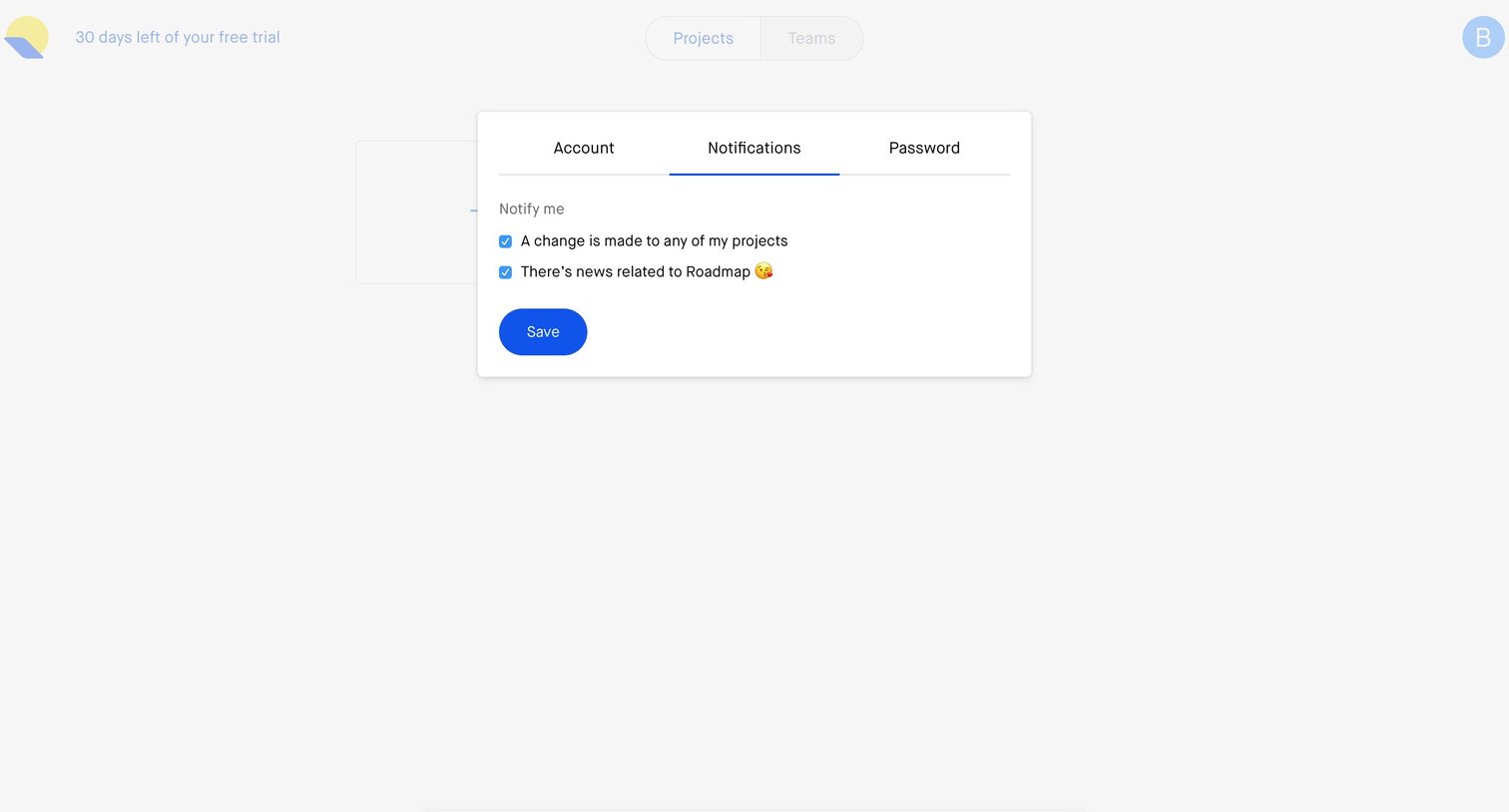 Roadmap - Settings screen