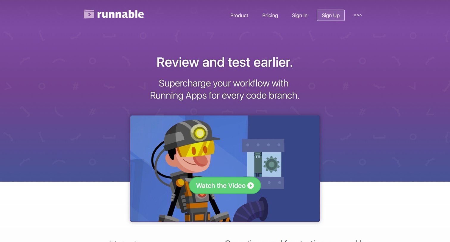 Runnable - Landing page screen