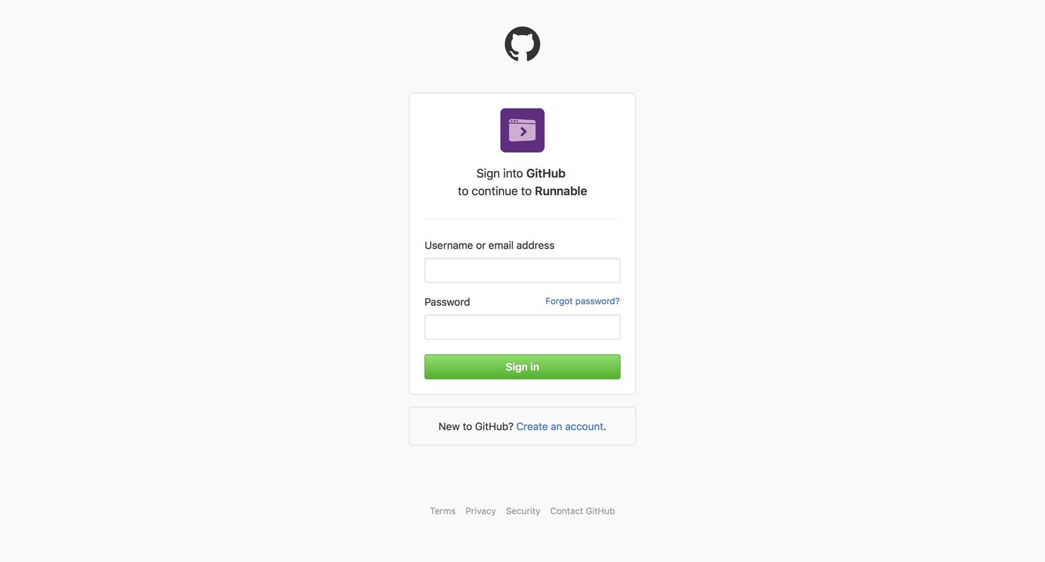 Runnable - Sign up screen