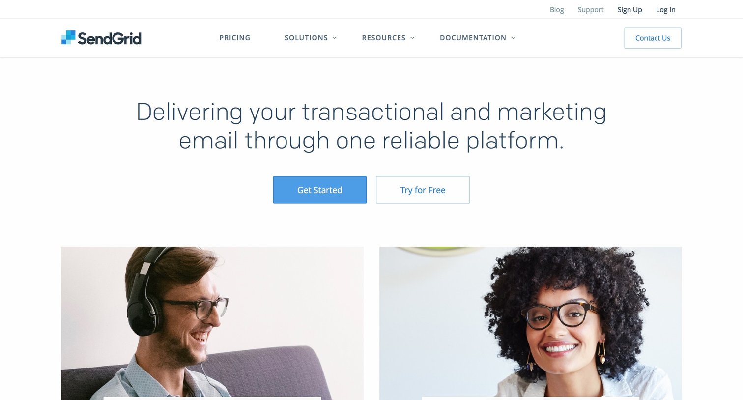 Sendgrid - Landing page screen