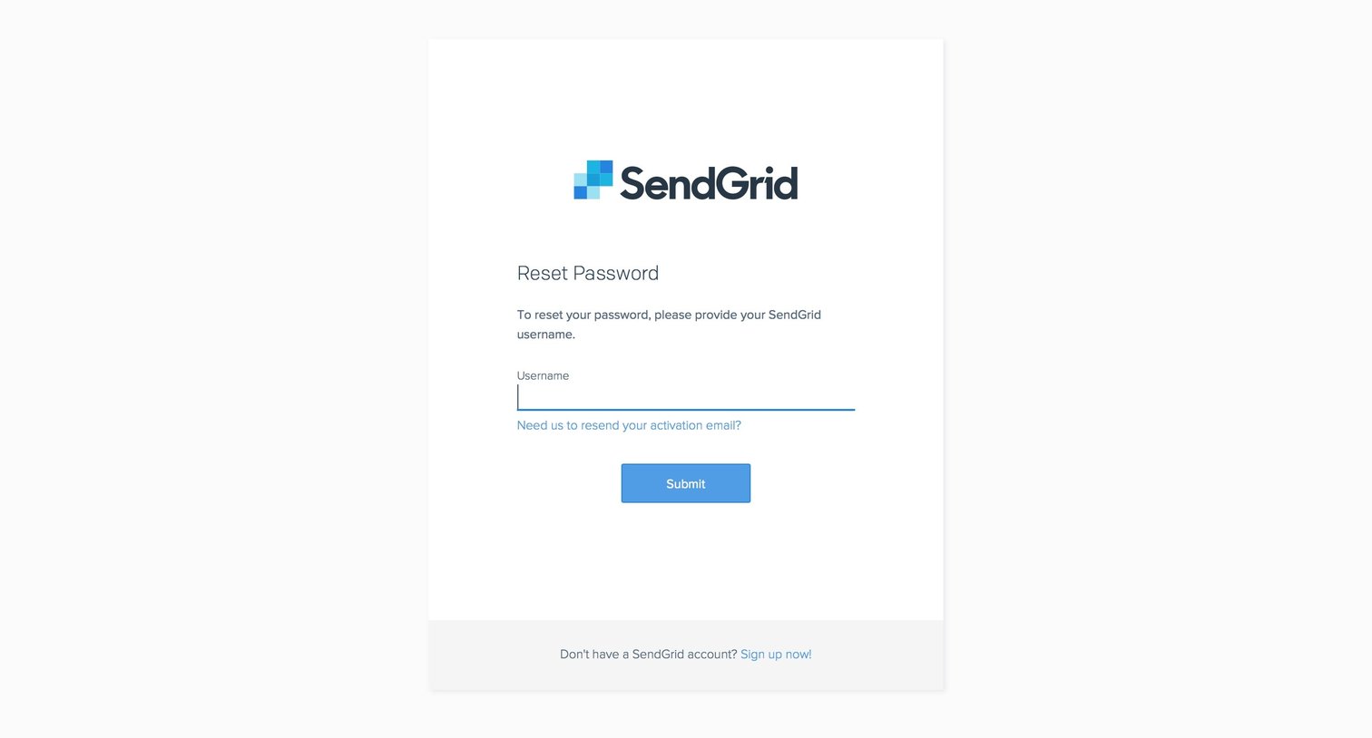 Sendgrid - Password reset screen