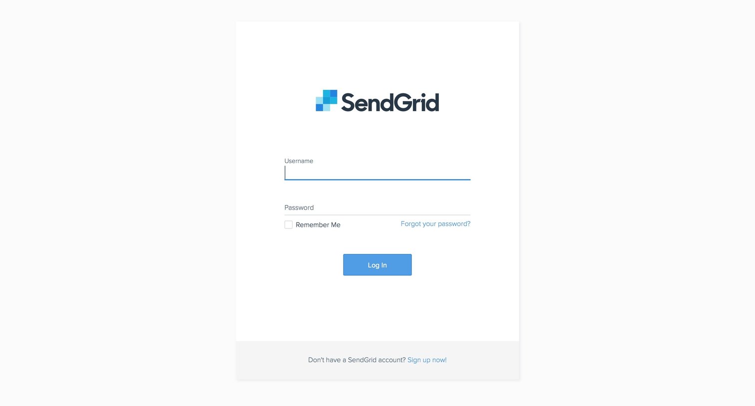 Sendgrid - Sign in screen
