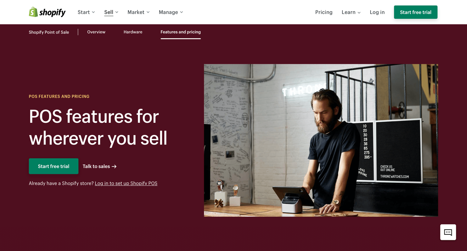 Shopify - POS Features and Pricing. POS Software, Hardware, Inventory, and more screen