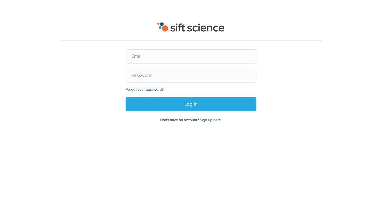 Sift science - Sign in screen