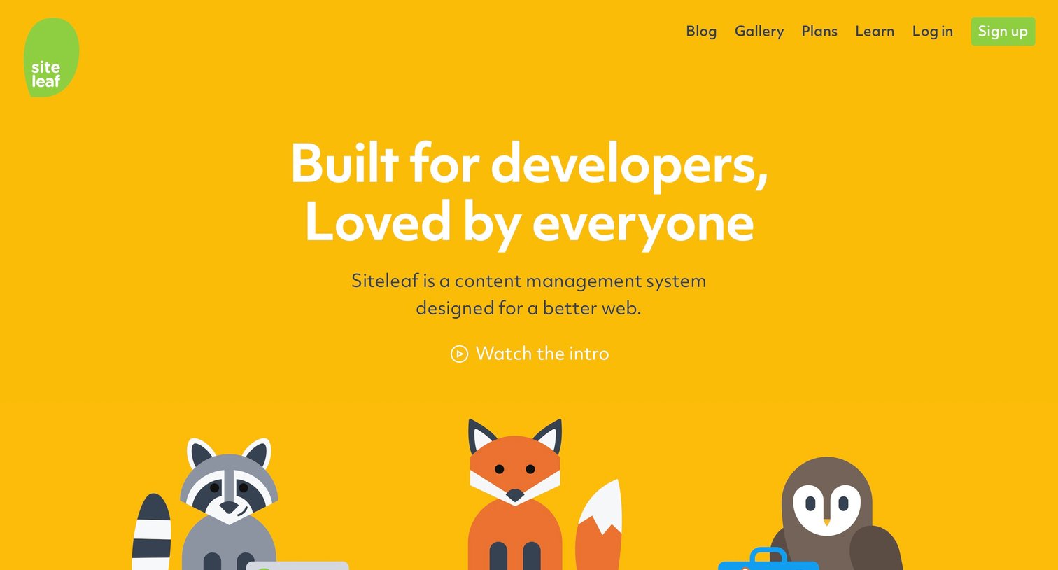 Siteleaf - Landing page screen
