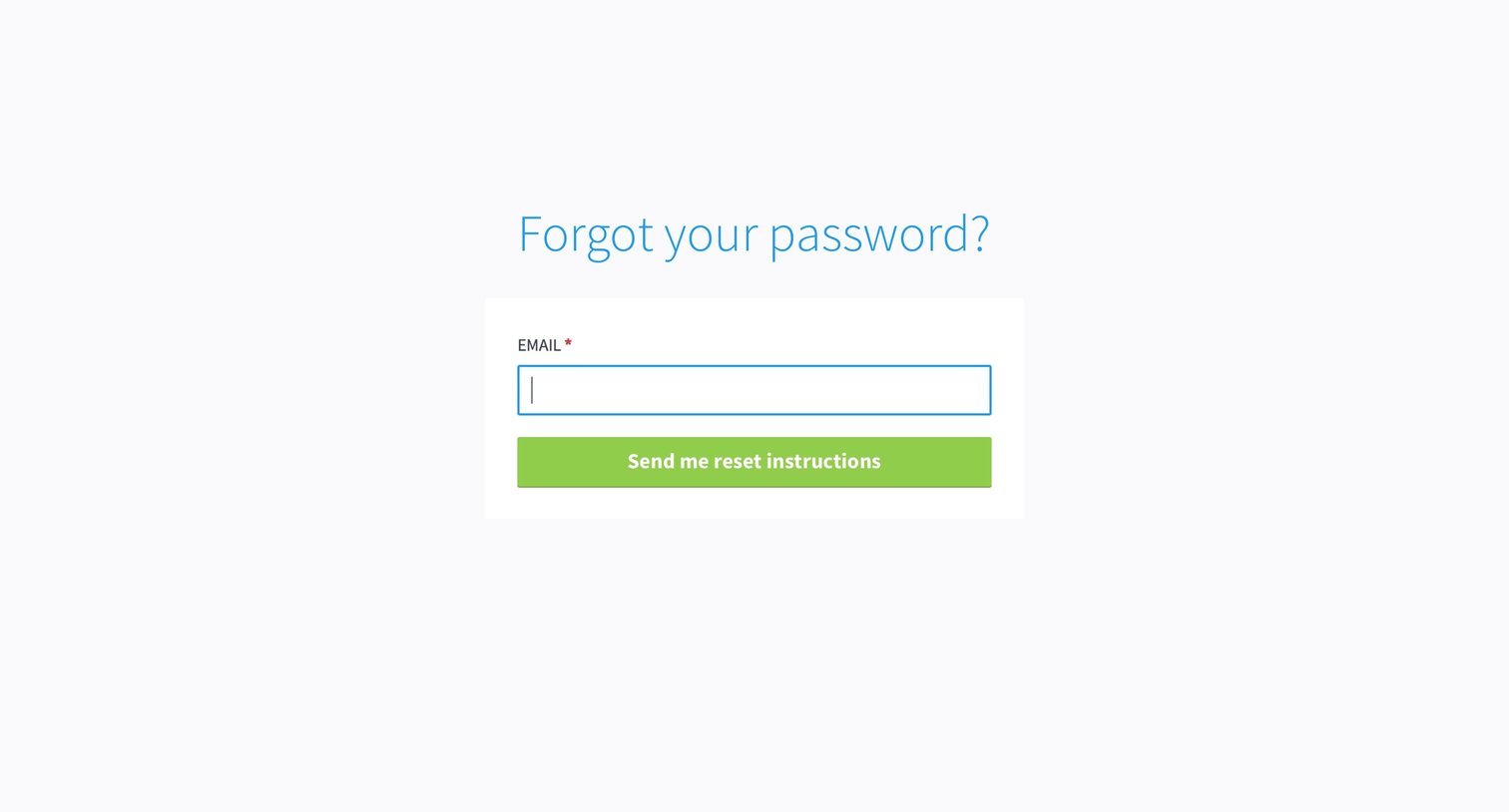 Siteleaf - Password reset screen