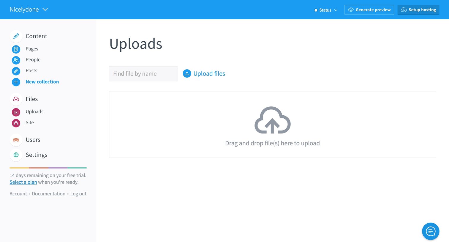 Siteleaf - Upload screen