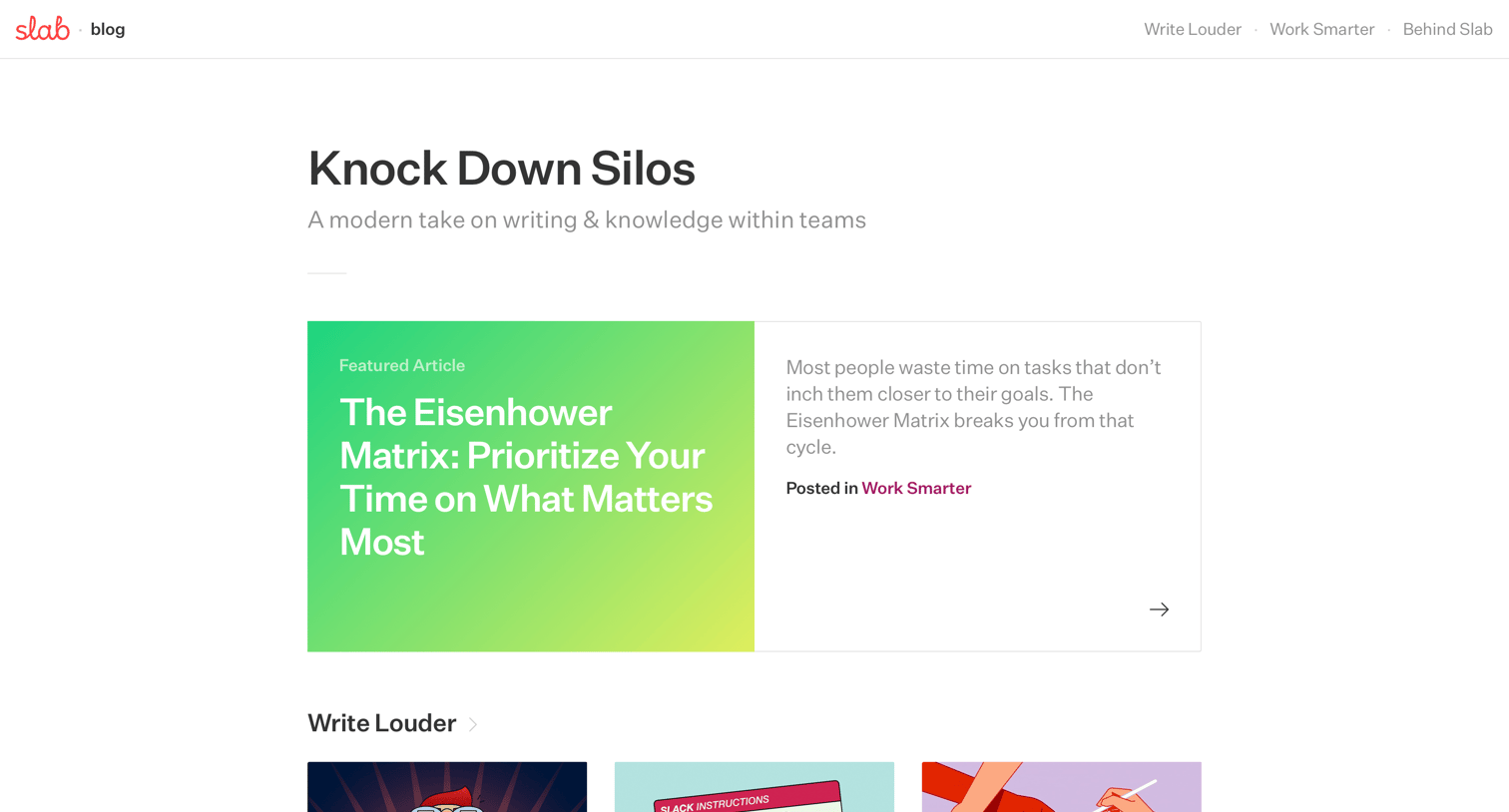 Slab - Knock Down Silos - A modern take on writing & knowledge within teams screen