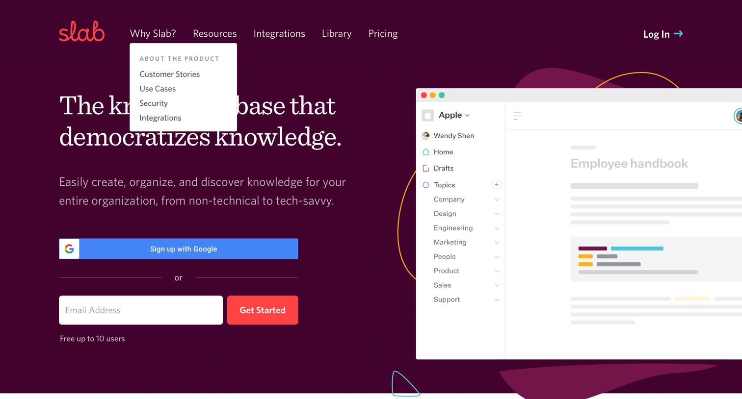 Slab - Slab - Knowledge Base & Wiki That Democratizes Knowledge screen