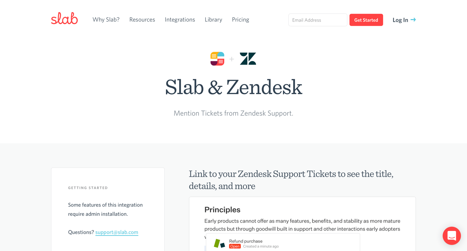 Slab - Zendesk Integration - Slab screen